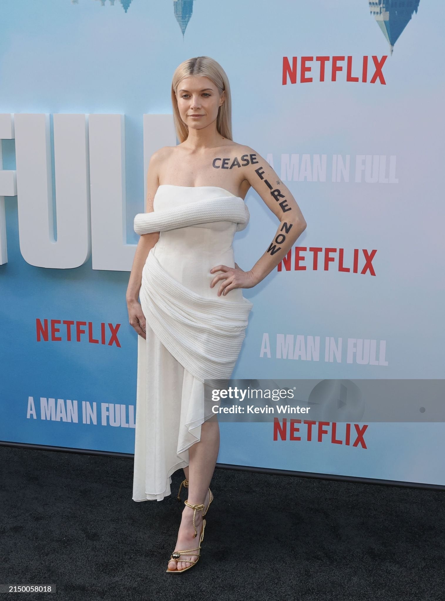 Sarah Jones wears Palestinian fashion brand Trashy Clothing